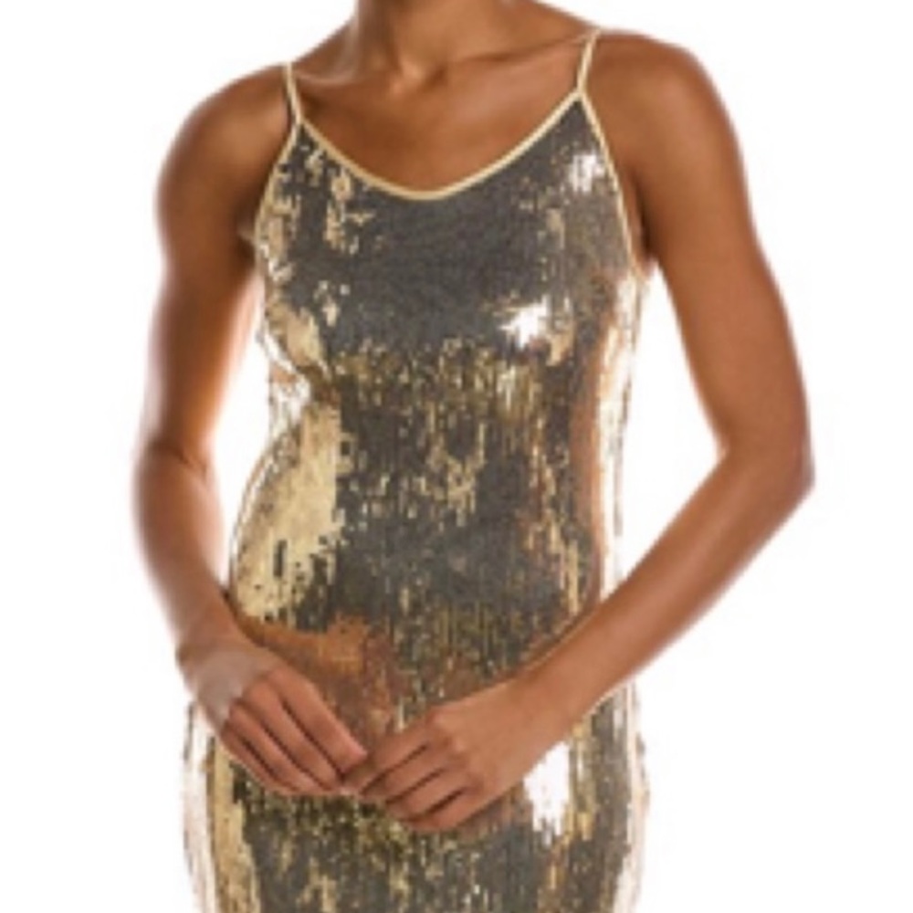 New Stunning Nanette By Deco Sequin Cocktail Dress In Gold, size 4